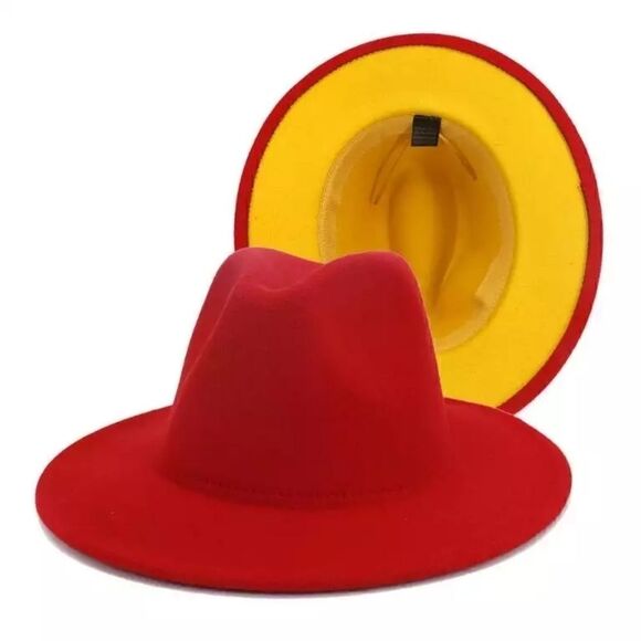 Accessories - Red with Yellow Base 💛 Fedora hat